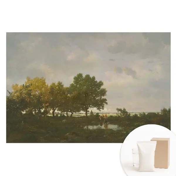 Tapet fotografic din material nețesut cu peisaj de pădure și călăreț