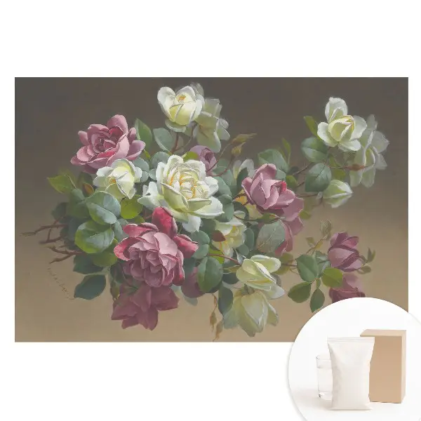 Tapet fotografic din material nețesut cu compoziție romantică de flori și frunze