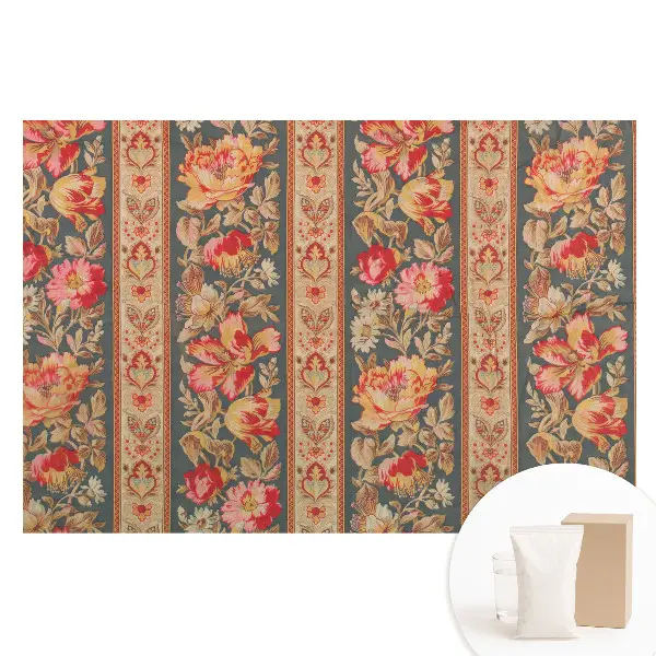 Tapet nețesut cu imprimeu floral și frunze în stil clasic