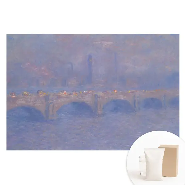 Tapet fotomural pe material nețesut Podul cețos cu design impresionist și nostalgic