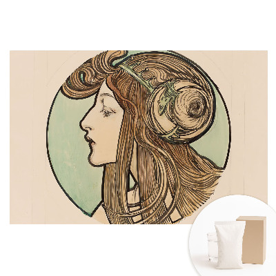 Tapet nețesut cu imprimeu Femeie elegantă în stil Art Nouveau în profil