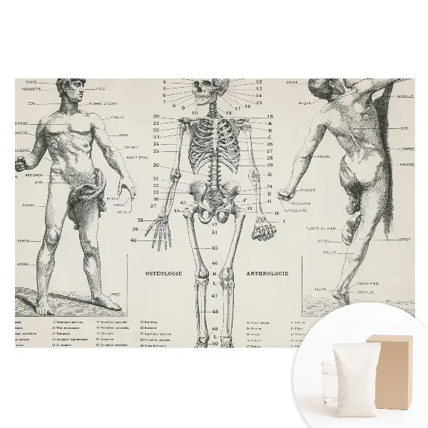 Tapet nețesut cu ilustrații anatomice în stil retro