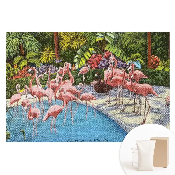 Fototapet din material nețesut cu imprimeu Flamingo lângă piscină