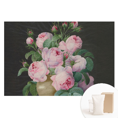 Tapet fotografic nețesut Trandafiri roz într-o vază gri