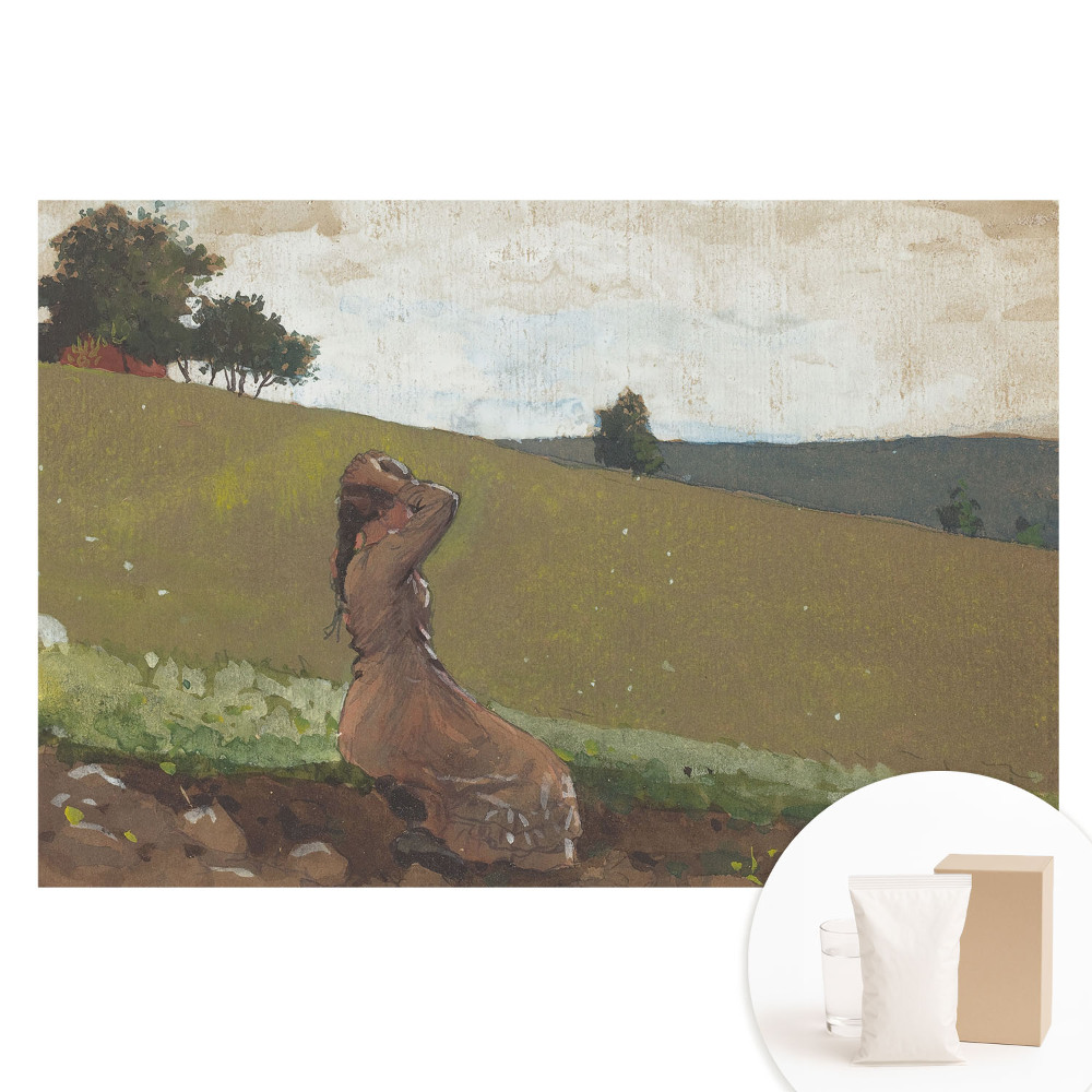 Fototapet cu imprimeu pe material nețesut Femeie idilică pe deal