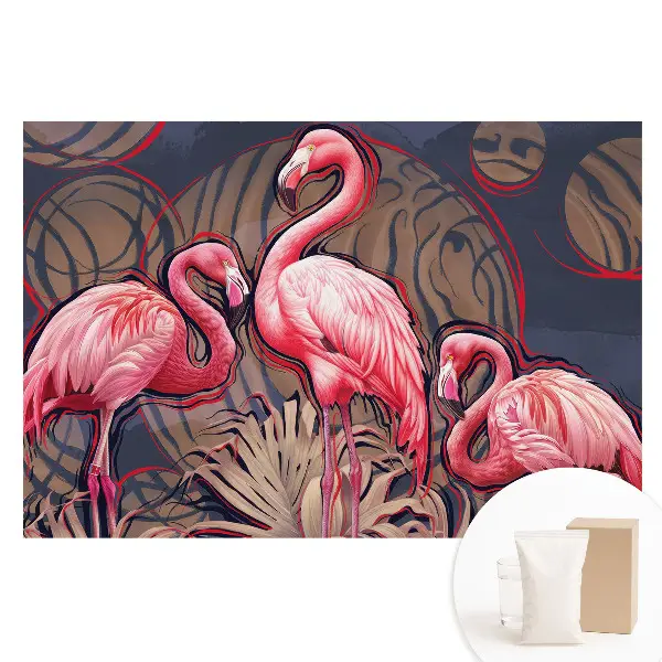 Tapet nețesut cu imprimeu abstract cu flamingo și compoziții armonioase