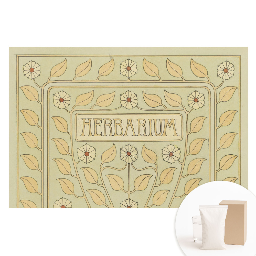 Tapet foto mare pentru perete Motive vegetale Art Nouveau cu inscripția Herbarium