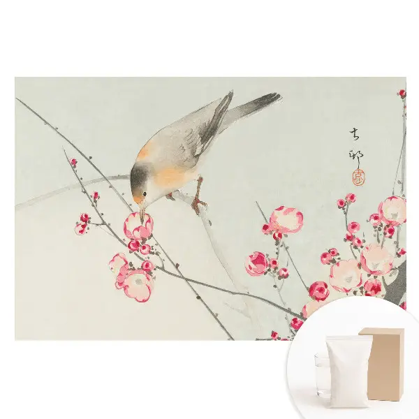 Tapet fototapet nețesut cu model de păsări și flori japoneze