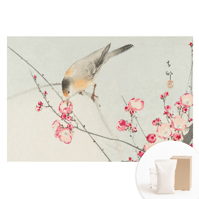 Tapet fotografic nețesut Pasăre și flori japoneze