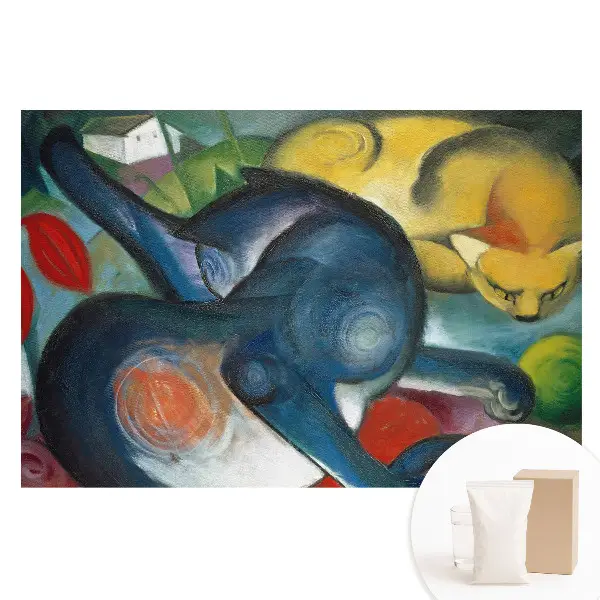 Tapet fotografic din material nețesut cu pisici abstracte într-un peisaj colorat