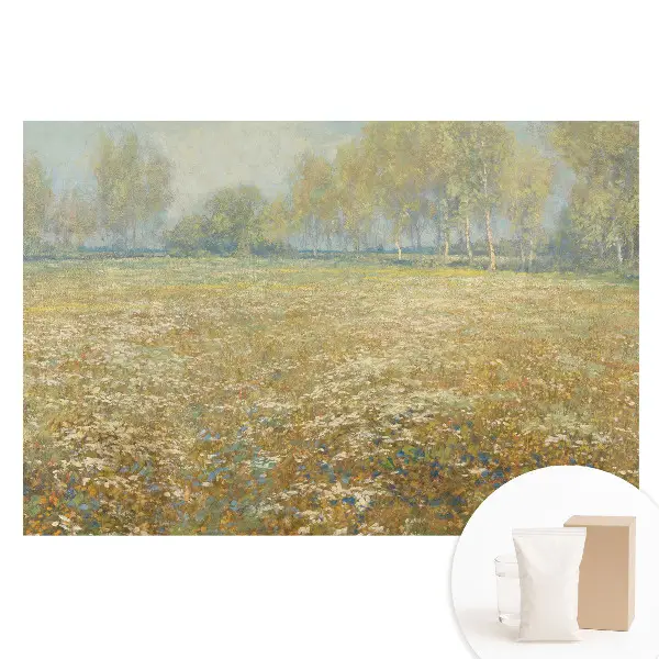 Tapet fotomural din material nețesut cu peisaj de flori lângă pădure