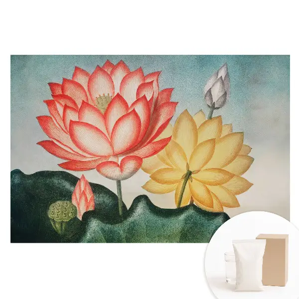 Tapet nețesut cu model floral de lotus în stil romantic