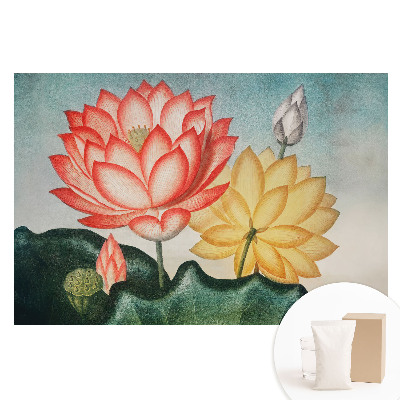Tapet nețesut cu model floral de lotus în stil romantic