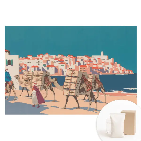 Tapet nețesut cu ilustrație de caravană maritimă cu cămile