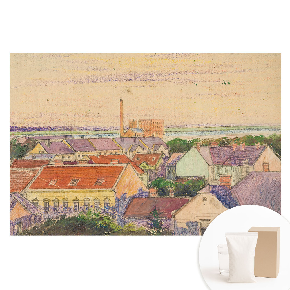 Tapet foto mare pentru perete Un oraș atmosferic în nuanțe pastelate