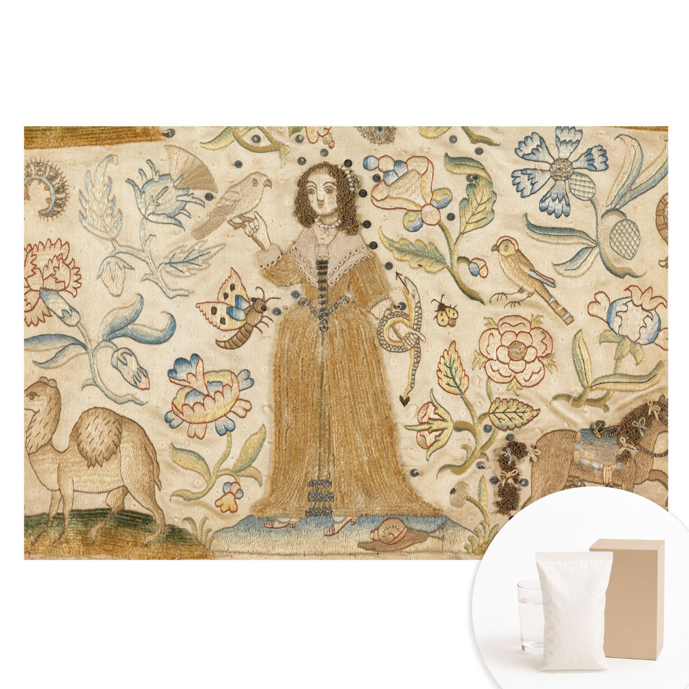 Tapet foto pe material nețesut Un peisaj floral cu o figură în centru