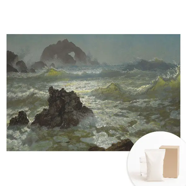 Tapet fotorealist din material nețesut cu model valuri și pietre de mare