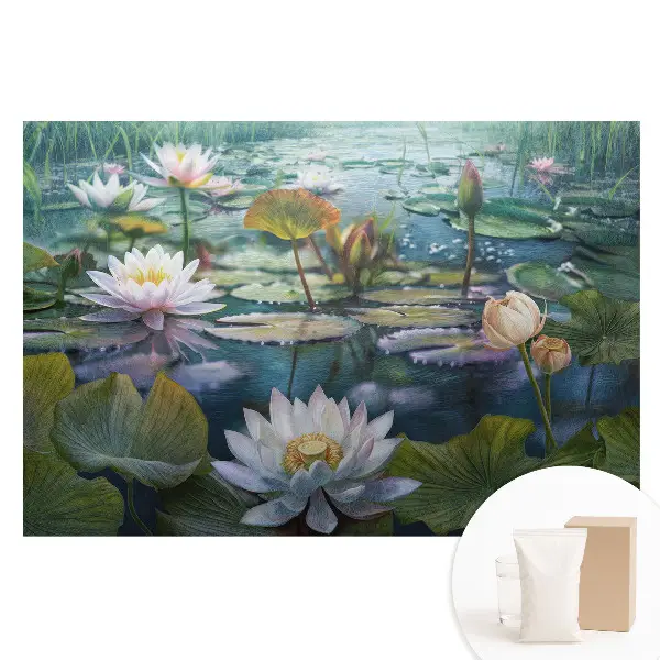 Fototapet din material nețesut cu reflexii în oglindă ale florilor de apă