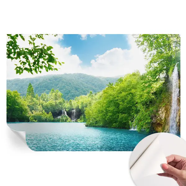 Fototapet autoadeziv pentru dormitor cu model cascadă naturală