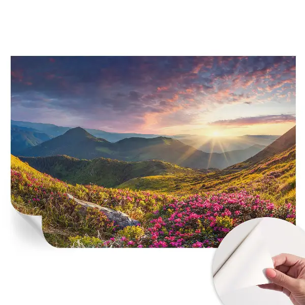 Tapet autoadeziv cu panoramă montană pentru camera de zi