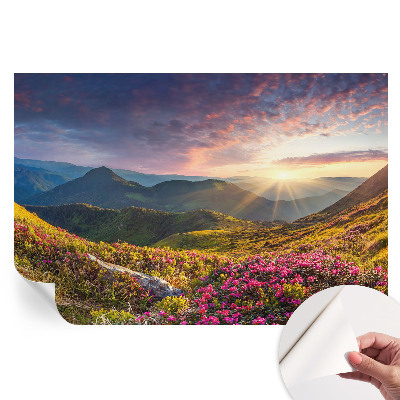 Tapet autoadeziv cu panoramă montană pentru camera de zi