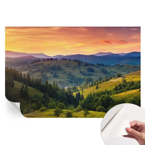Fototapet autoadeziv pentru dormitor cu peisaj montan