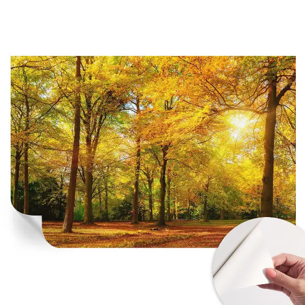 Fototapet autoadeziv pentru dormitor cu frunze aurii