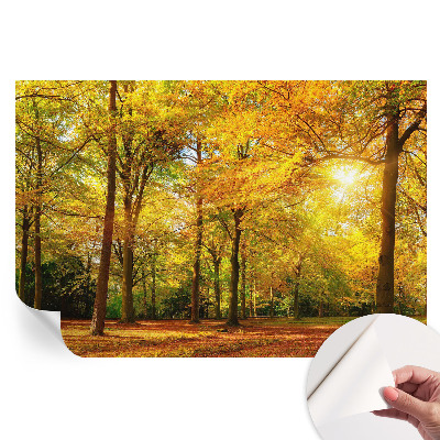 Fototapet autoadeziv pentru dormitor Frunze aurii