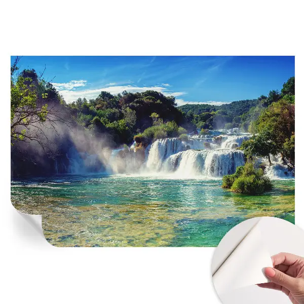 Fototapet modern pentru sufragerie cu peisaj cu cascade