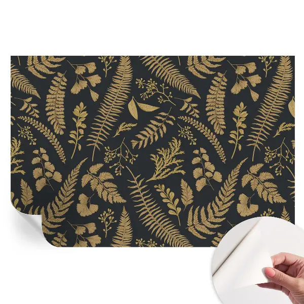 Fototapet modern pentru sufragerie cu model de frunze botanice