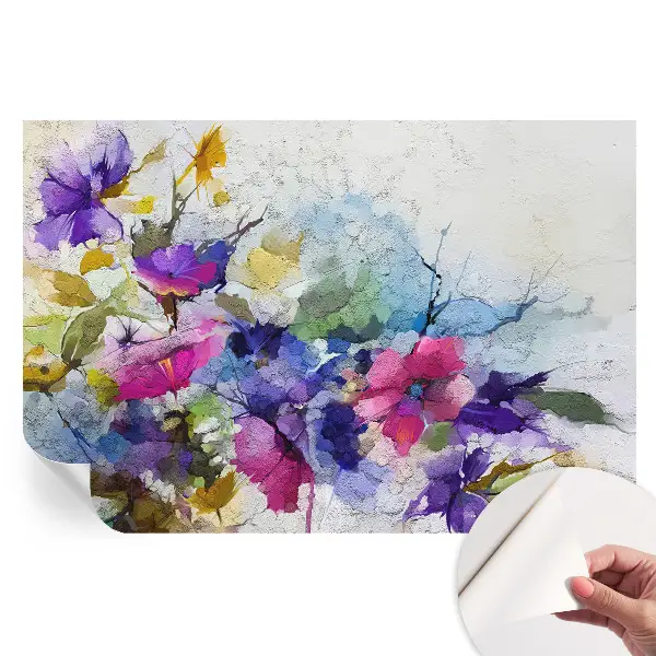 Tapet autoadeziv pentru camera de zi cu model floral abstract