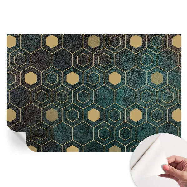 Tapet fotografic autoadeziv cu model geometric hexagone