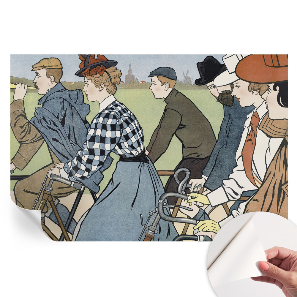 Fototapet modern pentru sufragerie Cicliști de epocă