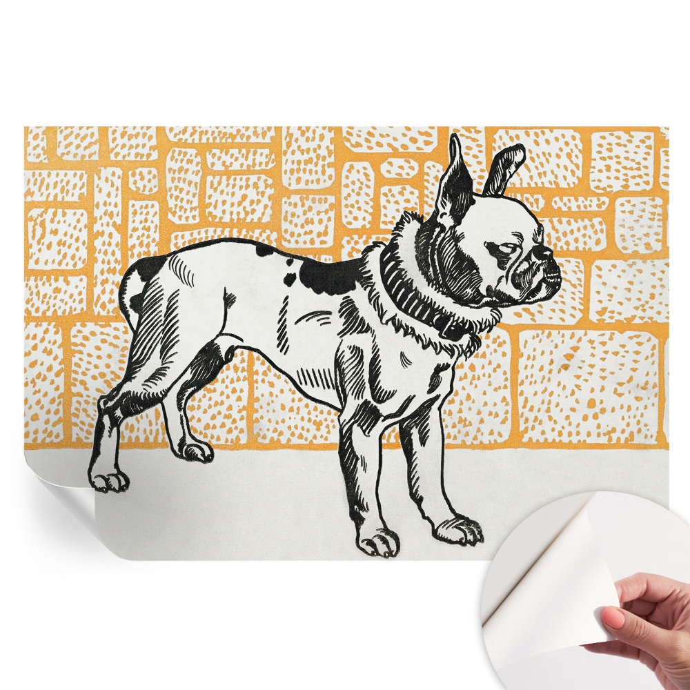 Tapet autoadeziv pentru camera de zi Câine retro