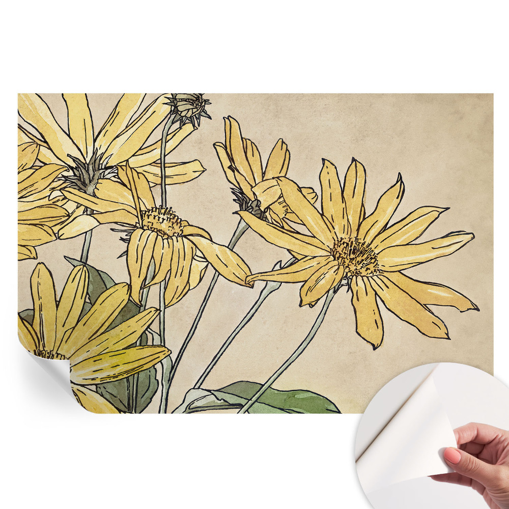 Fototapet modern pentru sufragerie Flori în acuarelă