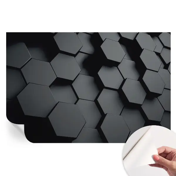 Fototapet autoadeziv pentru dormitor cu model de hexagoane 3D