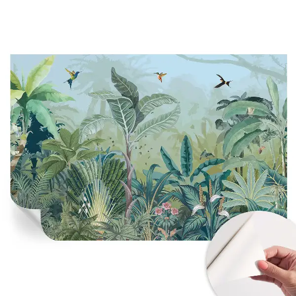 Fototapet modern pentru sufragerie cu model natură tropicală