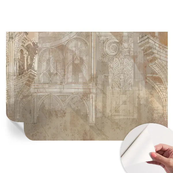 Fototapet autoadeziv pentru dormitor cu model de ornamente istorice