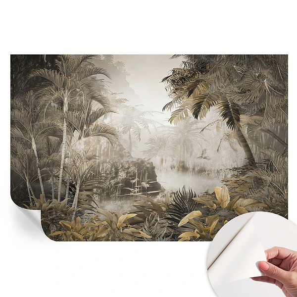 Fototapet modern pentru sufragerie cu model de pădure tropicală