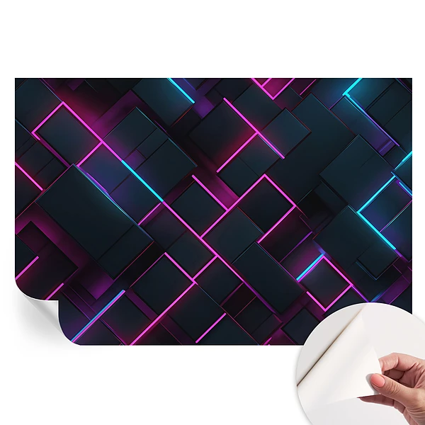 Tapet fotografic autoadeziv cu model geometrie neon