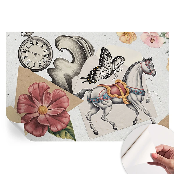 Fototapet modern cu model floral vintage pentru sufragerie