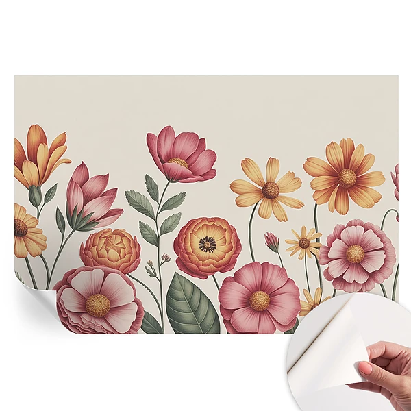 Tapet autoadeziv pentru camera de zi cu model floral