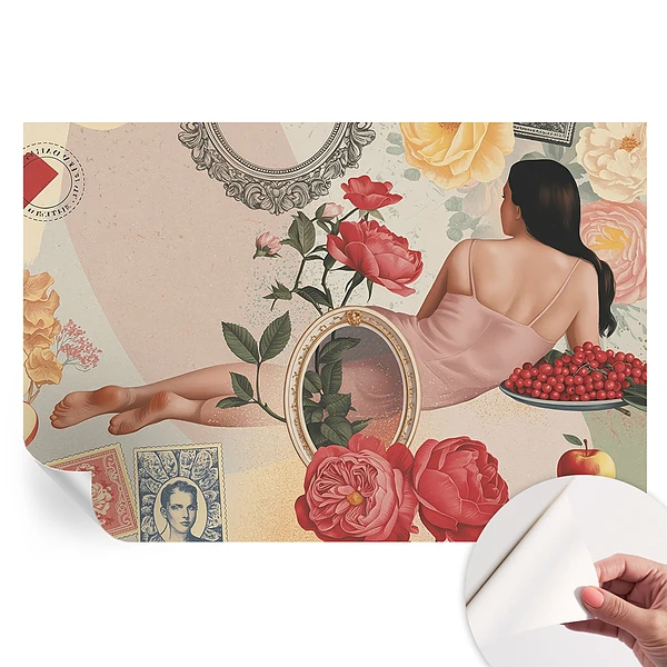 Fototapet modern pentru sufragerie cu model de eleganță florală