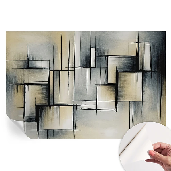 Tapet autoadeziv cu geometrie abstractă pentru camera de zi