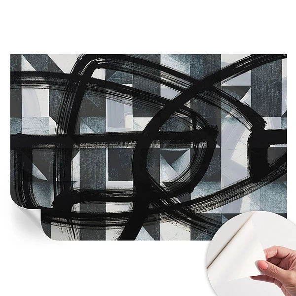 Tapet autoadeziv pentru camera de zi cu model geometric expresiv