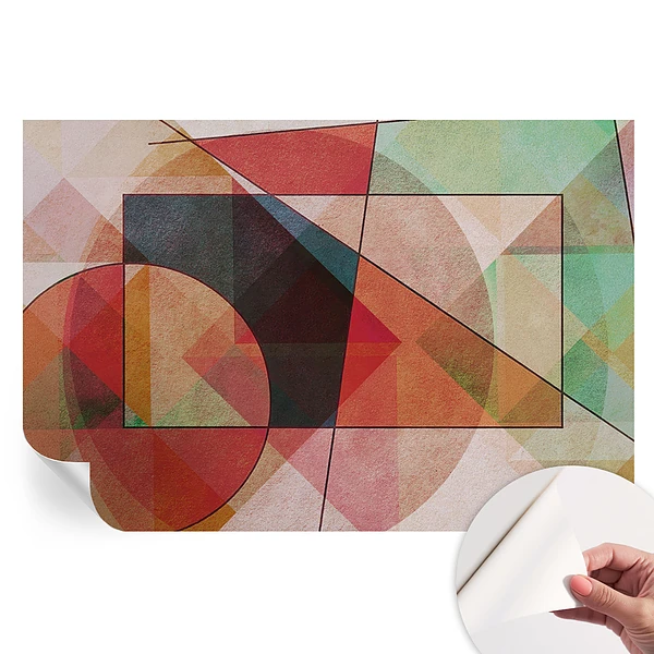 Fototapet autoadeziv pentru dormitor cu model de abstracție geometrică
