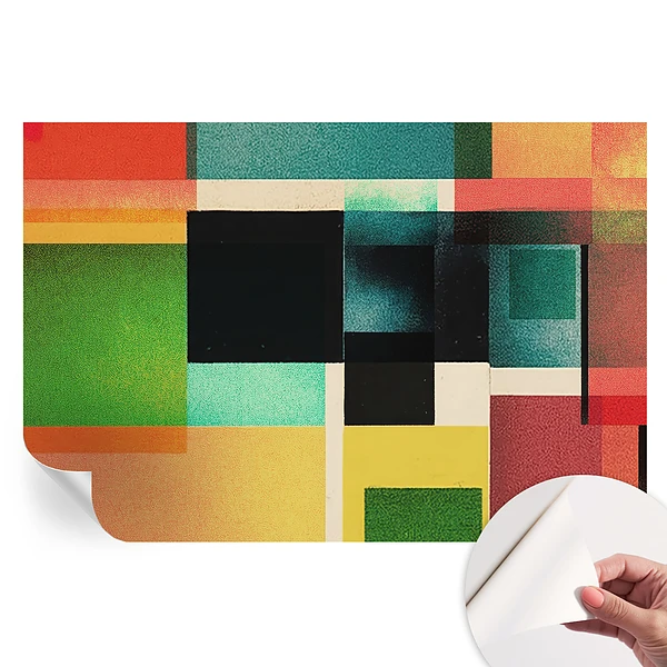 Fototapet autoadeziv pentru dormitor cu model de abstracție geometrică