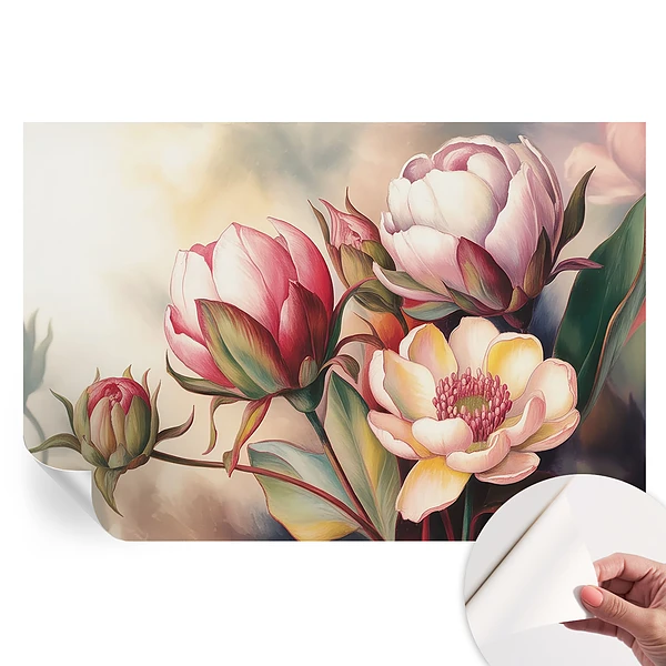Fototapet modern pentru sufragerie cu buchet de flori