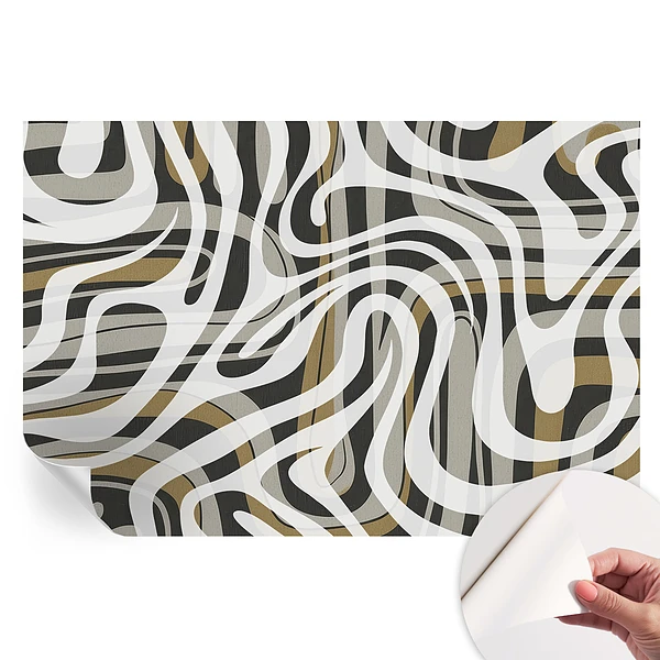 Fototapet modern pentru sufragerie cu linii abstracte