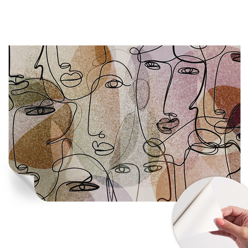 Fototapet modern pentru sufragerie Fețe liniare